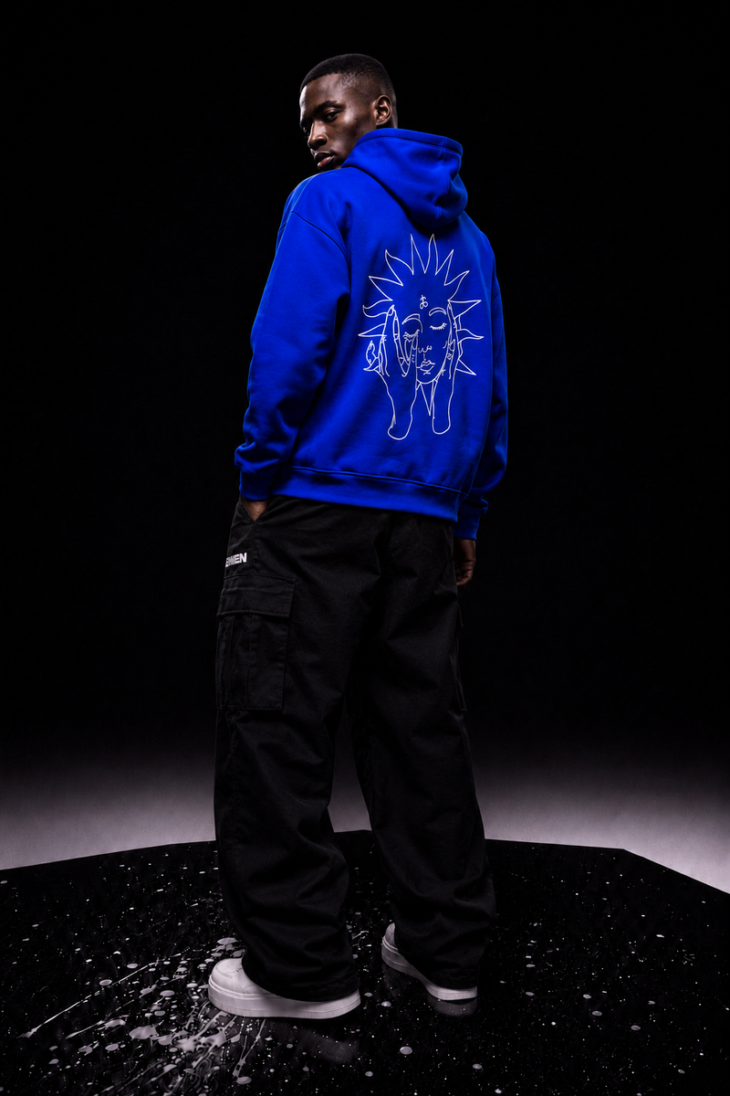 BOHEMIEN Blue Electric 3D BOX LOGO Hoodie — Made in Italy