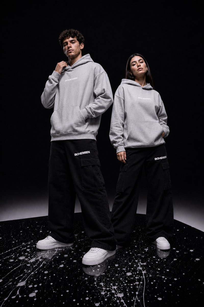 BOHEMIEN Grey Pearl 3D BOX LOGO Hoodie — Made in Italy